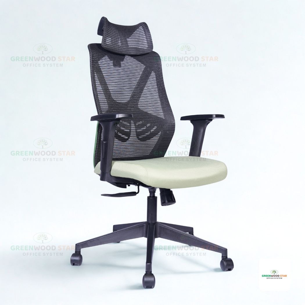 High Back Chair – Black with Green