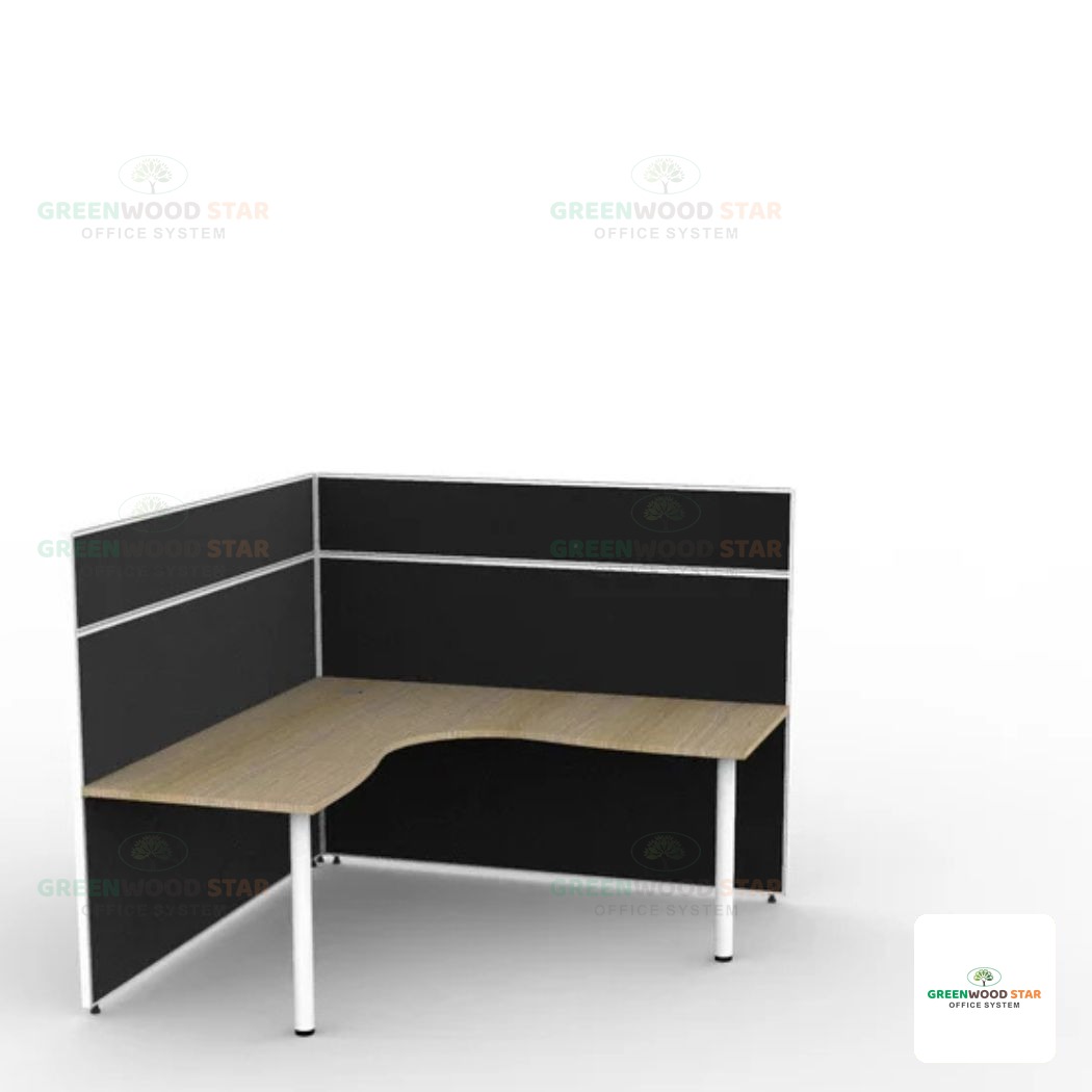 Corner Workstation – 1 Person – Round Leg
