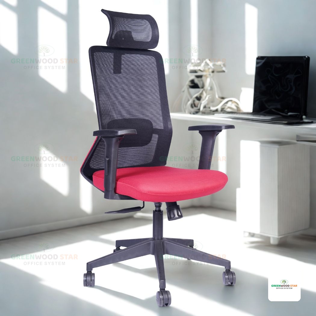 High Back Chair – Black with Red