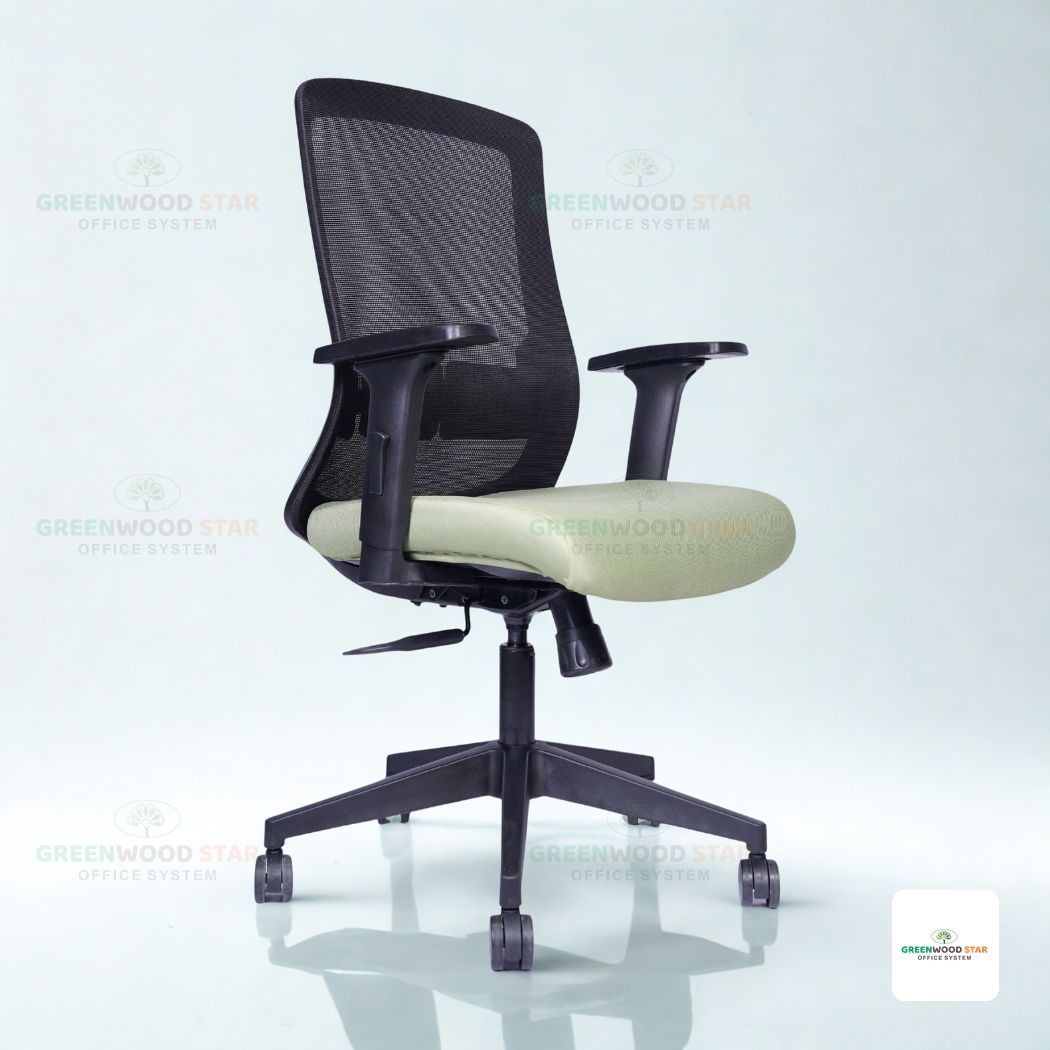 Mid Back Chair – Black with Green