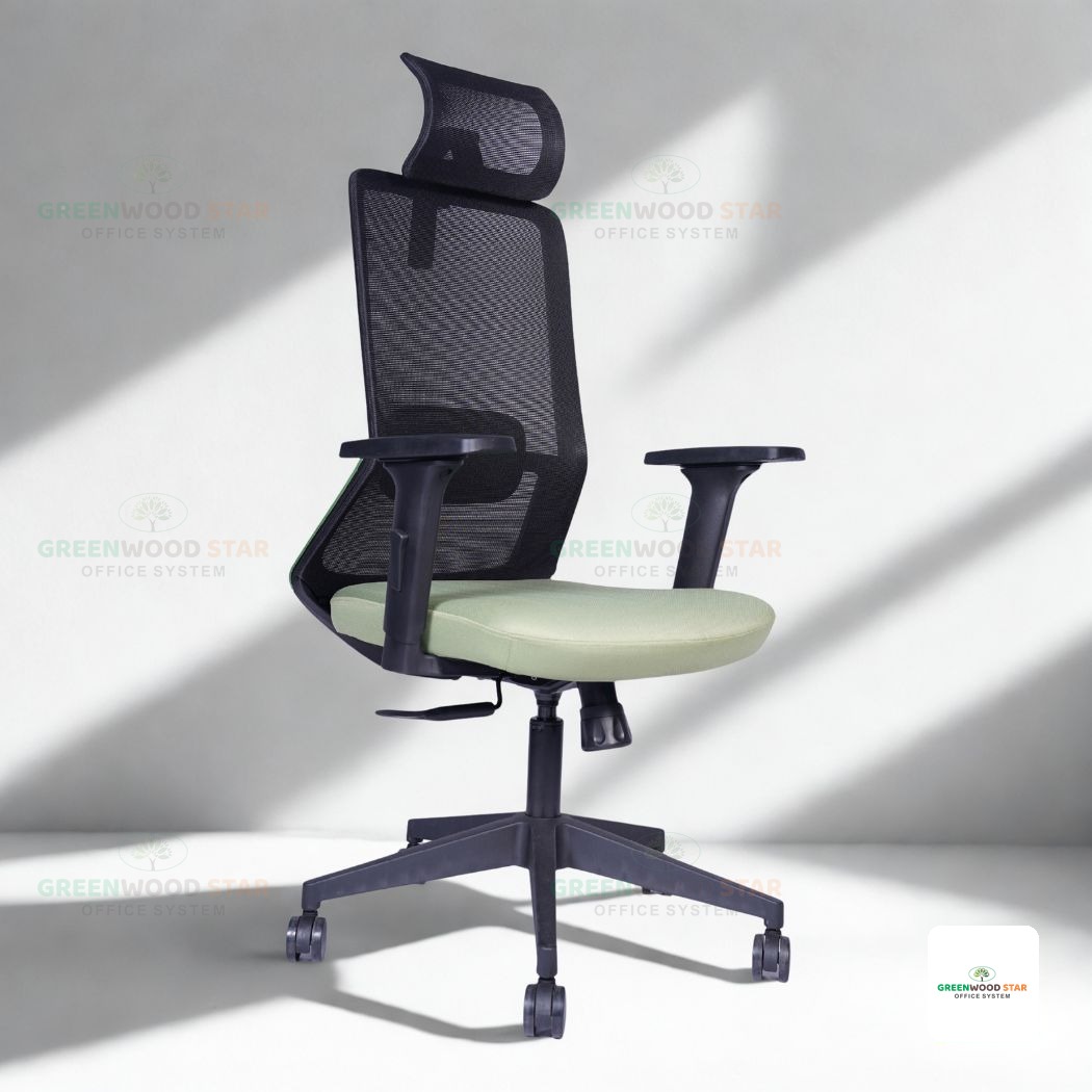 High Back Chair – Black with Green