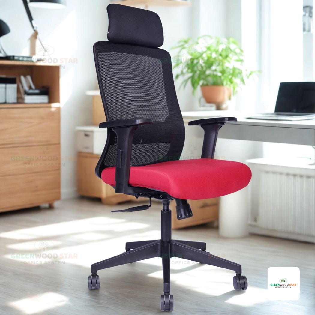 High Back Chair – Black with Red