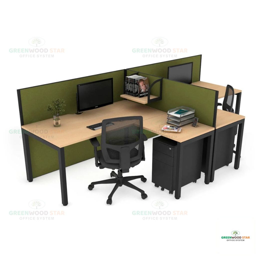 2 x Person Workstation – T Shape ( with Partition )