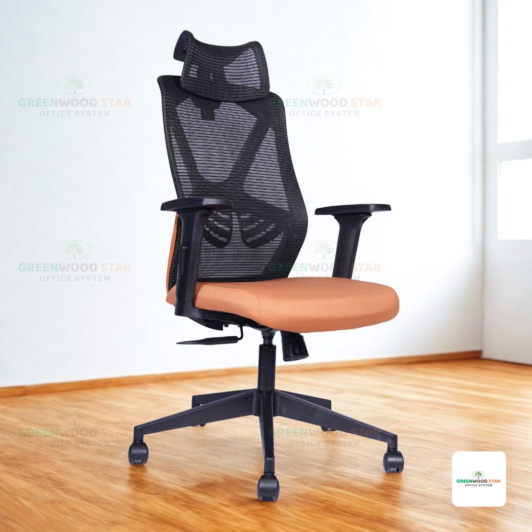 High Back Chair – Black with Orange