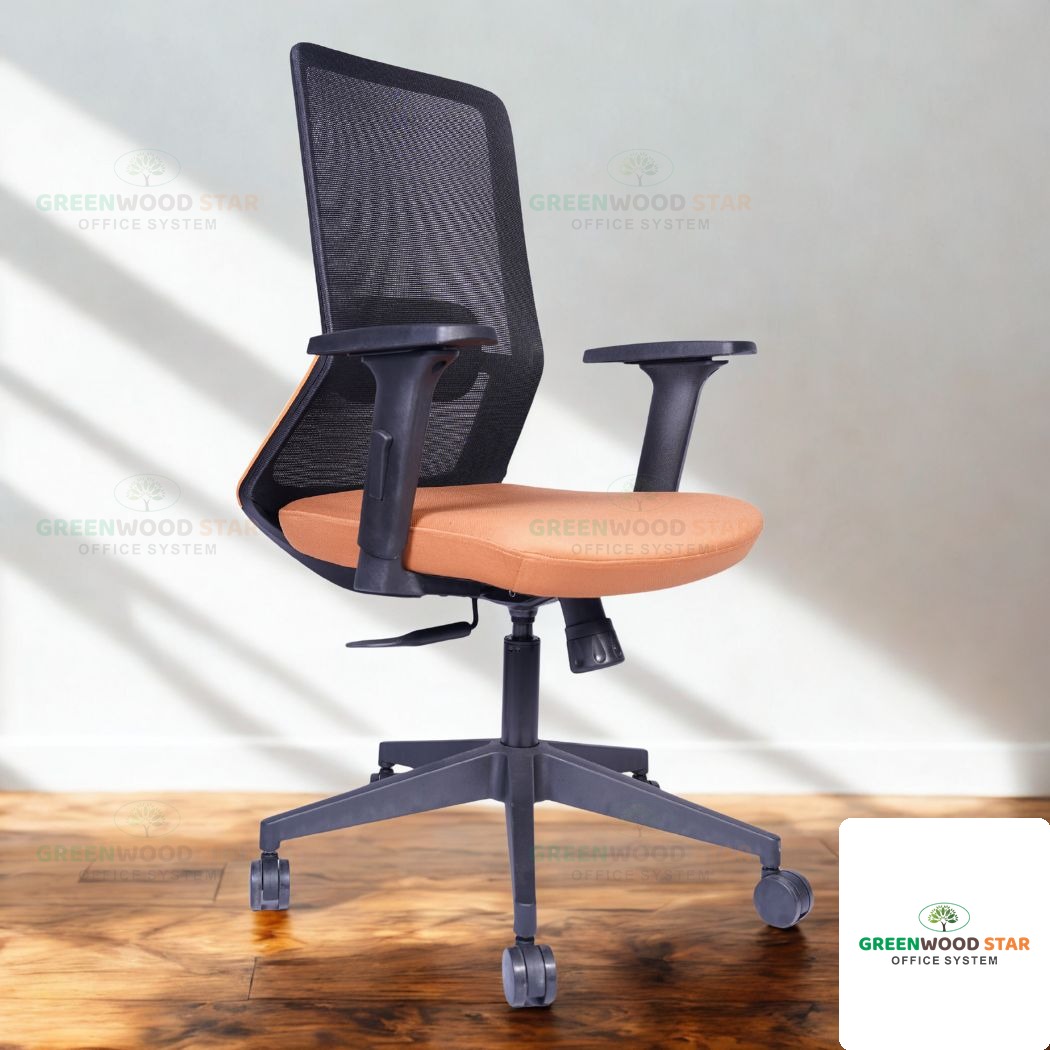 Mid Back Chair – Black with Orange