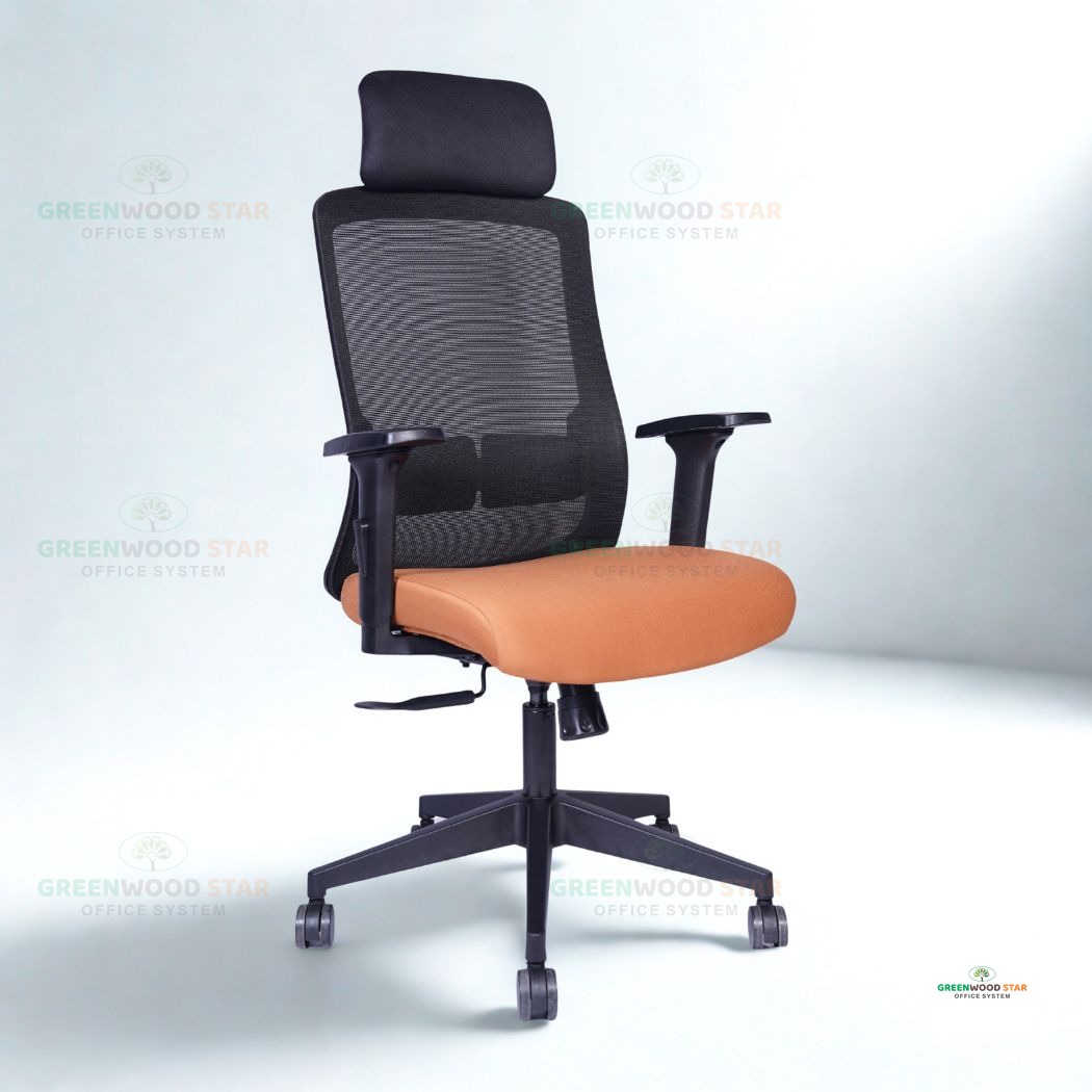 High Back Chair – Black with Orange