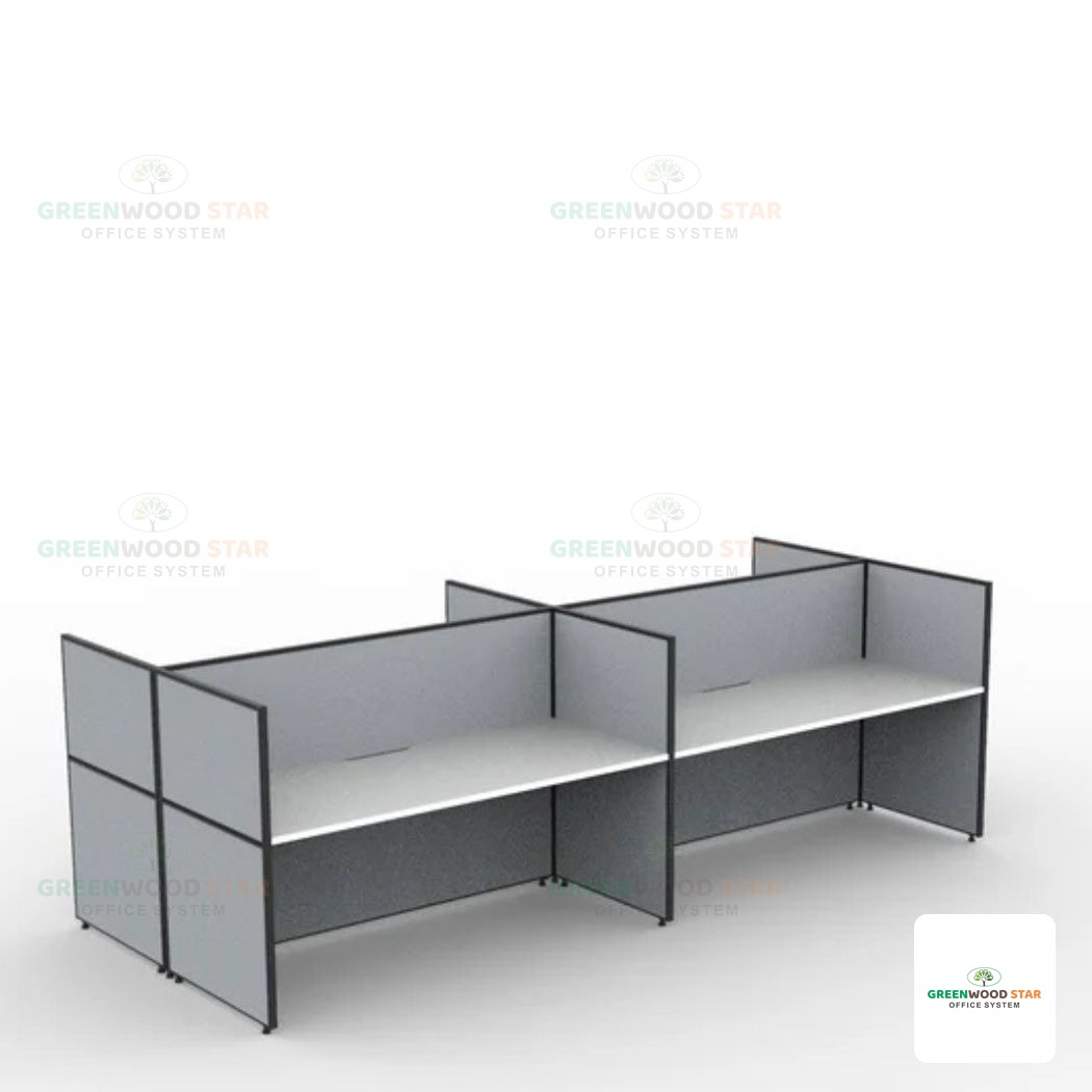 Double Sided Workstation – 4 Person – Screen Hung Tops