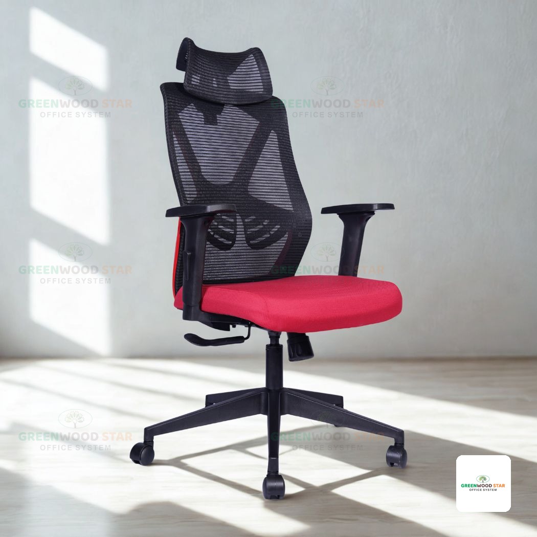 High Back Chair – Black with Red
