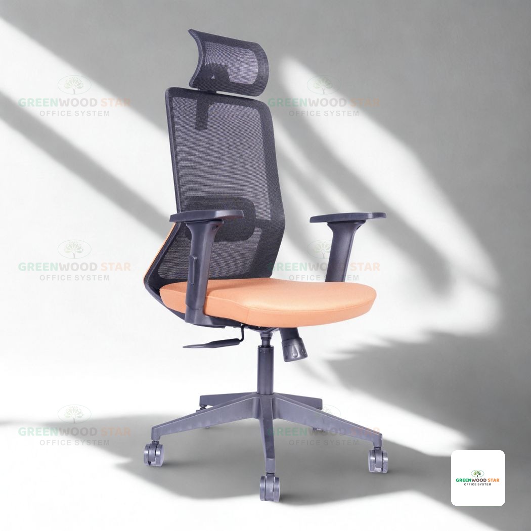 High Back Chair – Black with Orange