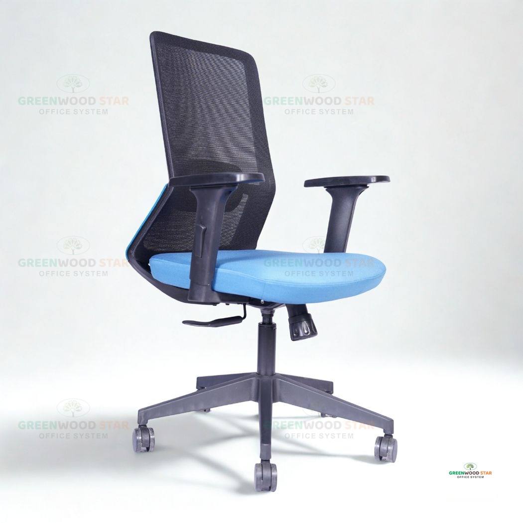 Mid Back Chair – Black with Blue