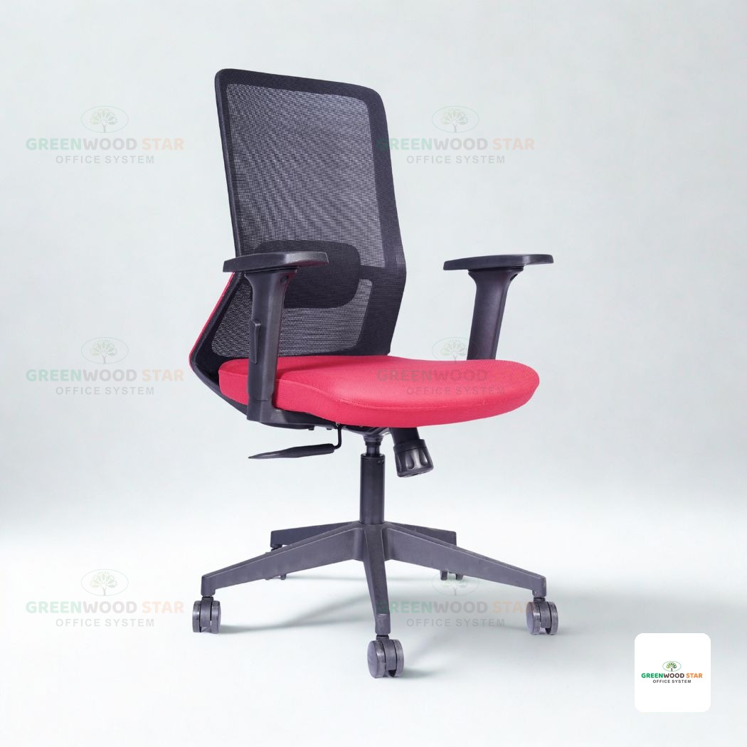 Mid Back Chair – Black with Red