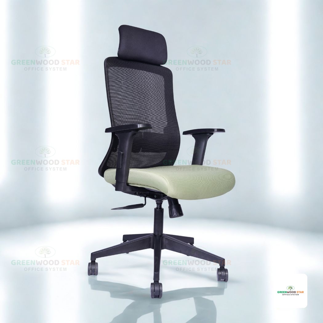 High Back Chair – Black with Green