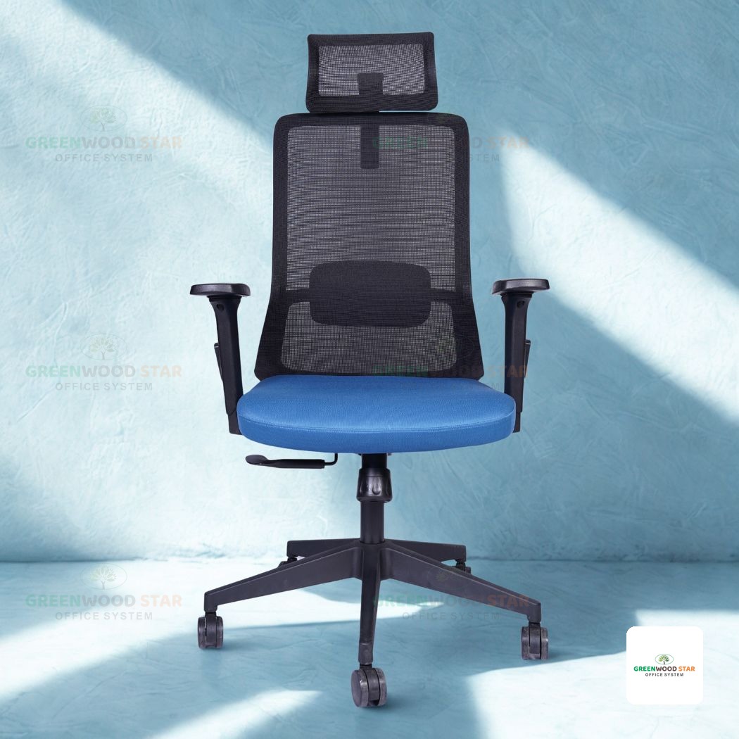 High Back Chair – Black with Blue