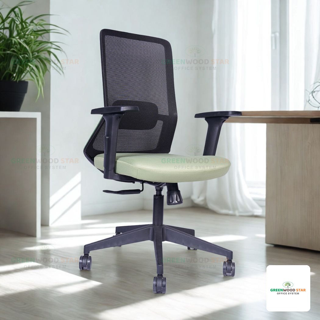 Mid Back Chair – Black with Green