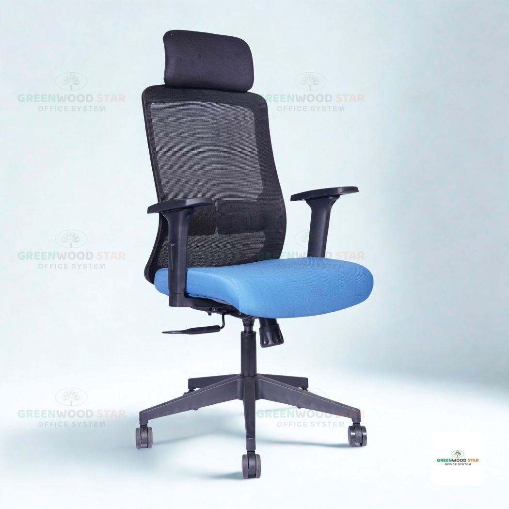 High Back Chair – Black with Blue