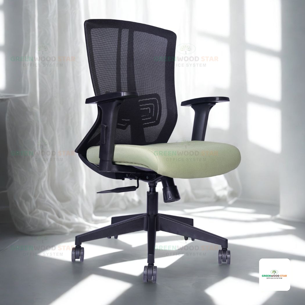 Mid Back Chair – Black with Green
