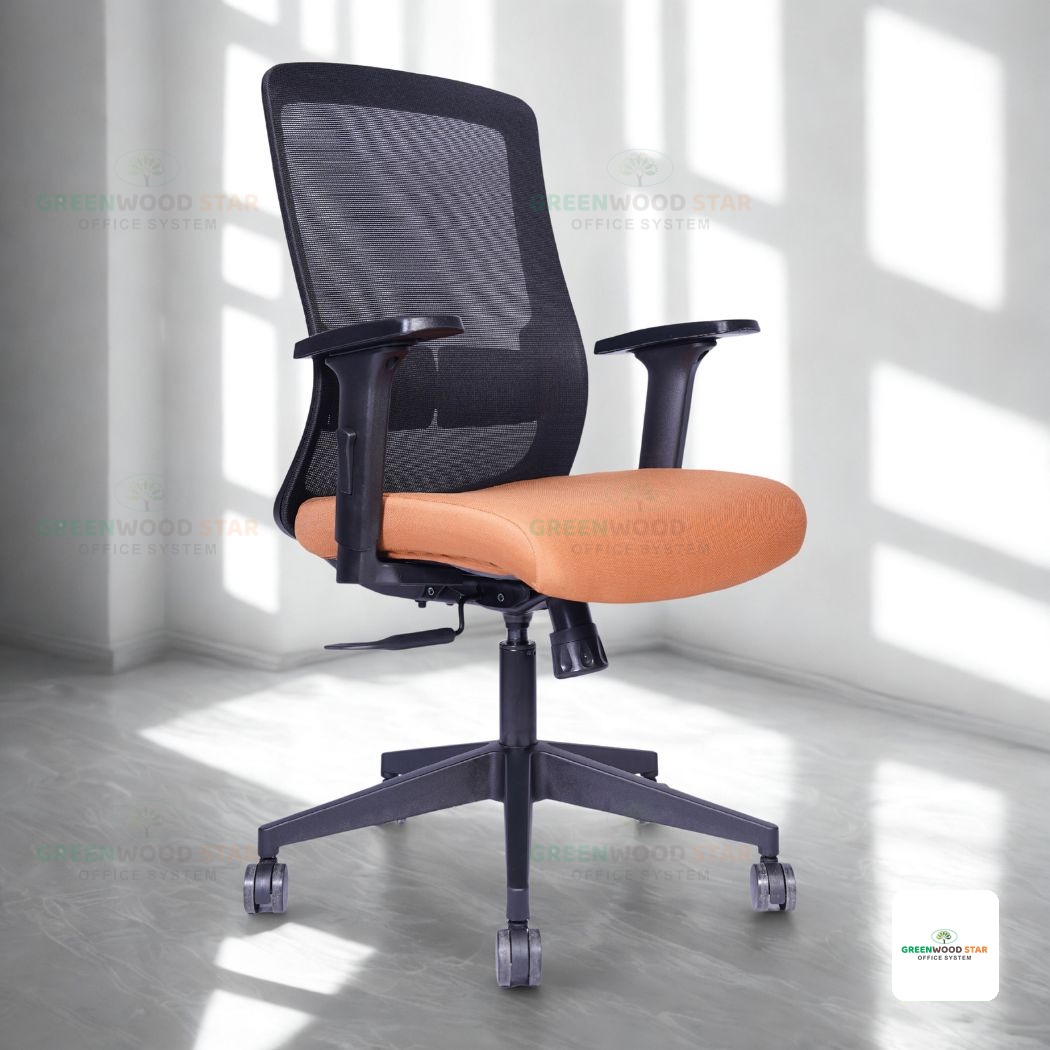 Mid Back Chair – Black with Orange