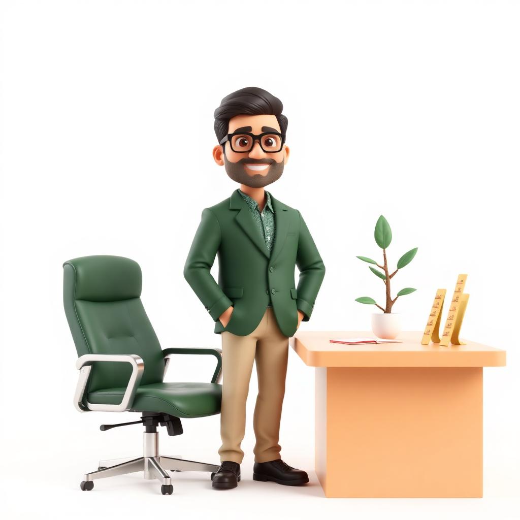 3D illustration of Lalit Dixit, founder of Greenwood Star Office System